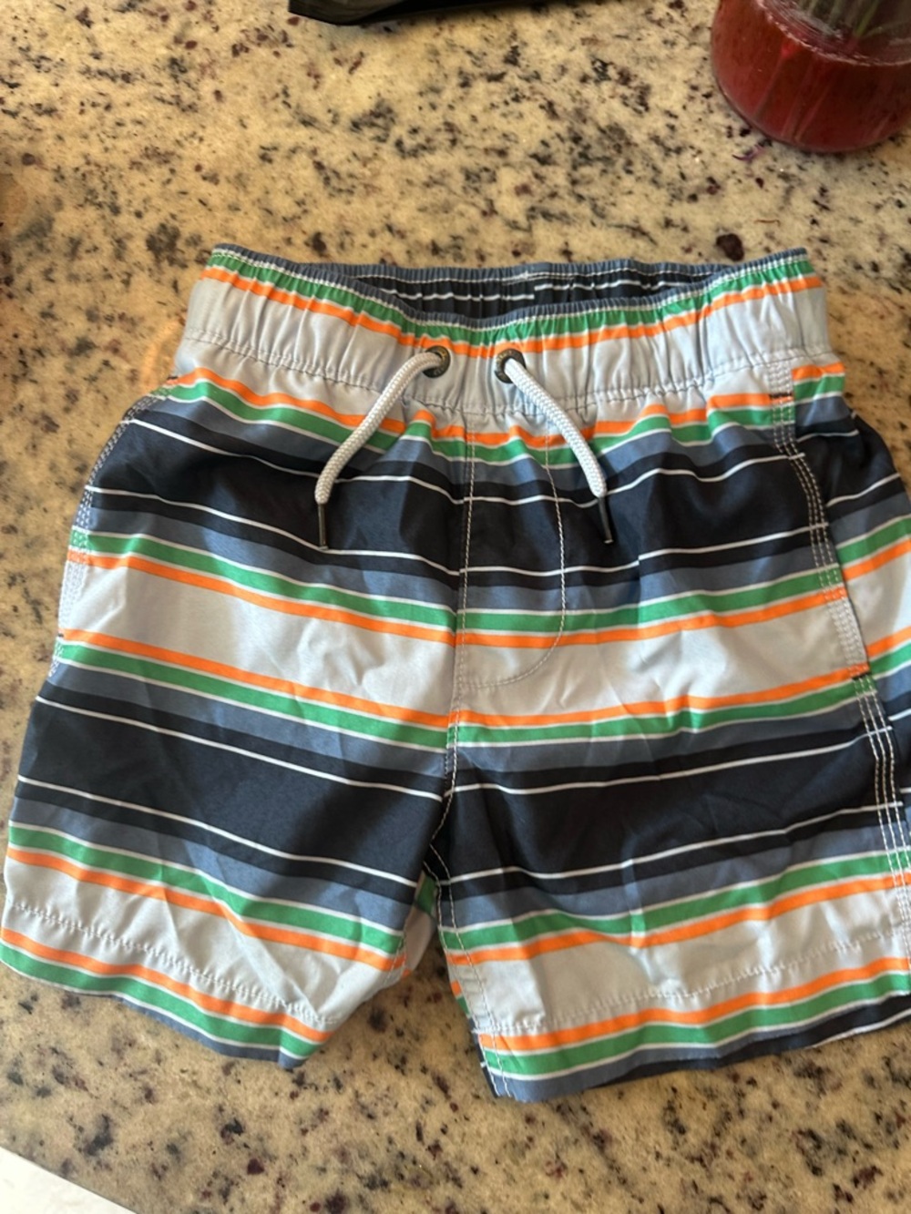 GAP Kids Navy and White Striped Swim Shorts